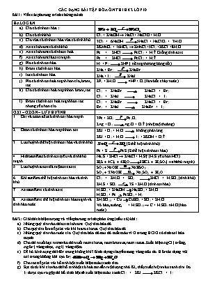 Các dạng bài tập ôn thi học kỳ II môn Hóa học Lớp 10